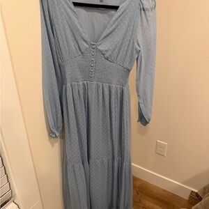 Patrons of Peace Light Blue Long Sleeve Dress
